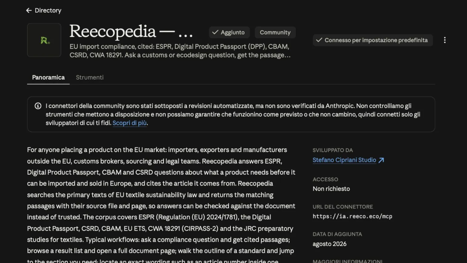 Náš nástroj Reecopedia je teraz tiež uvedený v adresári Anthropic